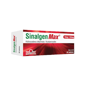 Sinalgen Max Hidrocodona Bitartrato + Acetaminofén 10mg/325mg Grunenthal Caja x 30 Tabletas  