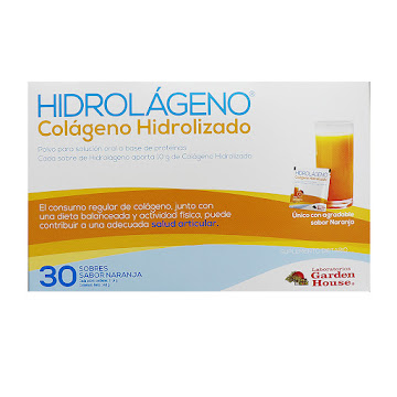 Hidrolágeno Colageno   Hidrolizado Garden Hause  Caja X30 Sobres Sabor Naranja 