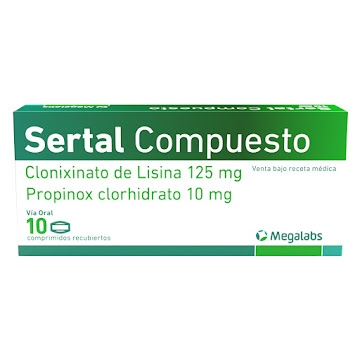 Sertal Compuesto Clonixinato Lisina + Propinox Clorhidrato 125mg/10mg Megalabs Caja x 10 Comprimidos  