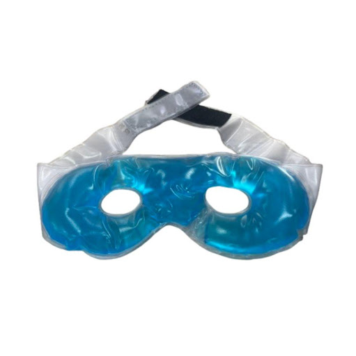 ANTIFAZ GLACIAL Industrias FH  x 1 Antifaz terapéutico de gel para frío y calor. Fabricado en Viniglass, material translúcido que permite visualizar el color del gel. Diseño ergonómico que cubre ojos y nariz, con sujeción de velcro neg