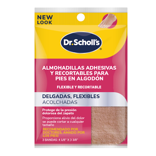 Almohadillas Dr. Scholl´s Adhesivas y Recortables para Pies En Algodón Caja x 3 Tiras