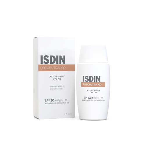 Protector Solar Isdin Antimanchas Fotoultra 100 Active Unify Spf 50 Con Color Frasco x 50 ml