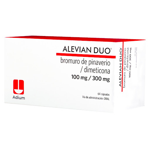 Alevian Duo Bromuro de Pinaverio + Dimeticona 100mg/300mg Adium Caja x 32 Cápsulas