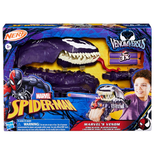 Lanzador Spiderman Venomversus Ataque Venom Marvel  x 1 Combina el poder de Spider-Man y Venom con la tecnología Nerf. Incluye dardos Nerf y un diseño inspirado en Venom.
