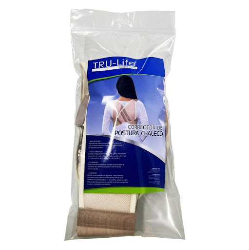 CORRECTOR DE POSTURA TIPO CHALECO XL TRULIFE BOLSA x 1 Soporte a la columna ayudando a mantener una postura correcta, tratamiento para dolor de espalda y lumbar