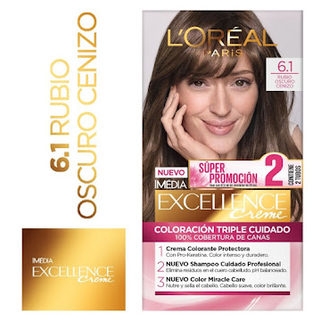 Tinte L´Oreal Excellence Creme Rubio Oscuro Ceniza 6.1 x 2 und  