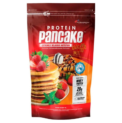 Protein Pancake 1.69 LB Pancakes + Waffles + Crepes NUTRAMERICANPHARMA Bolsa x 1.69 Lb (770g) Protein Pancake, es una mezcla para preparar deliciosos pancakes y waffles con alto aporte alto de proteínas, para personas que desean tener una buena nutrición basada en un consumo apropiado de nutri