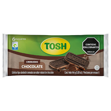 Galletas Tosh Crema Con Chocolate 6 Paquetes x 144 gr  