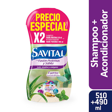 Shampoo + Acondicionador   Savital Fusión de Proteínas y Sábila Pack x 2 und 