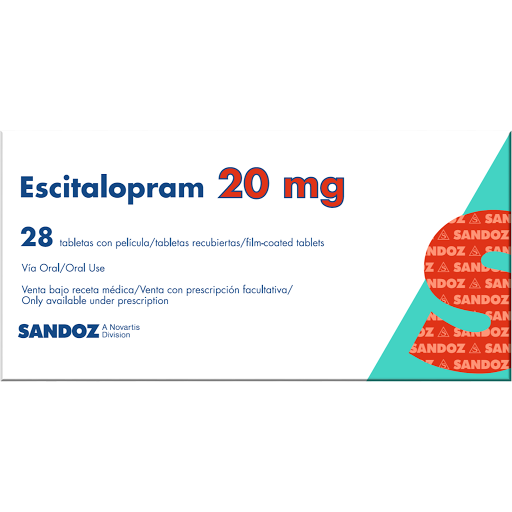 Escitalopram Sandoz 20 mg Caja x 28 Tabletas