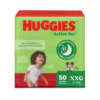 Pañales Huggies Active Sec Etapa 5/XXG Paquete x 50 und  