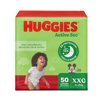Pañales Huggies Active Sec Etapa 5/XXG Paquete x 50 und  