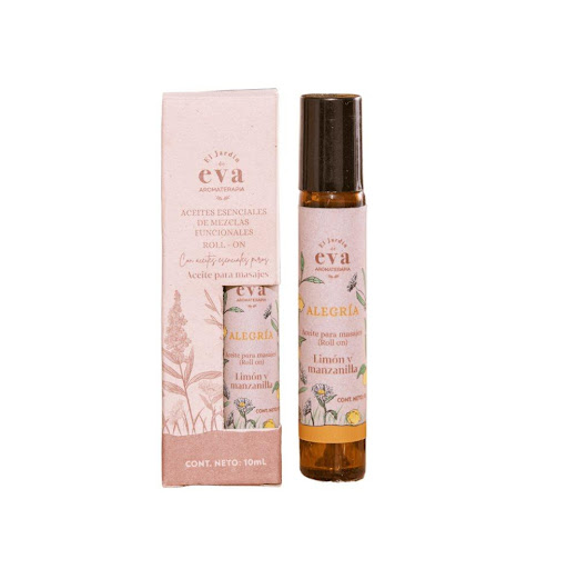 Aceite esencial Alegría limón y manzanilla en roll-on x 10 ml El Jardin de Eva botella x 1 El Aceite Esencial en Roll On Alegría combina aceites esenciales de limón y manzanilla, diluidos en un aceite transportador de origen natural, en un formato práctico y fácil de aplicar. Está diseñado 