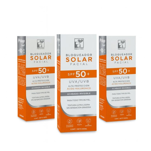 Pack Bloqueador Solar Facial Farmatodo Spf 50+ Acabado Invisible Ácido Hialurónico Frasco X 50 Ml Farmatodo Caja x 3 Bloqueador solar facial SPF 50+ con acabado invisible y ácido hialurónico. Protege, hidrata y se absorbe rápido sin dejar rastro. Frasco de 50 ml, ideal para uso diario.