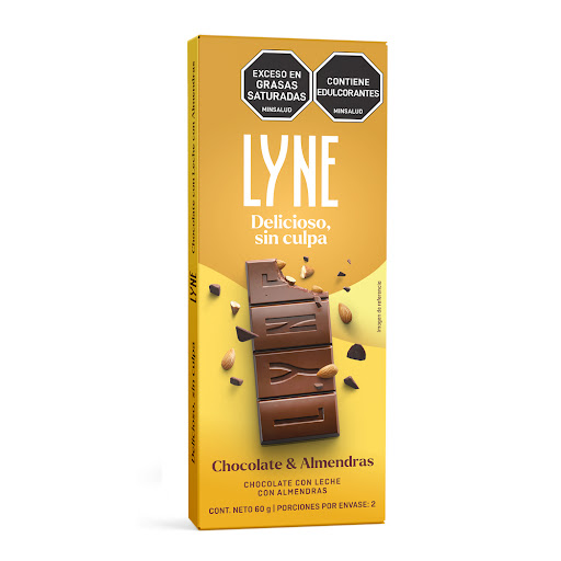 Chocolatina Lyne   Chocolate con Leche y Almendras x 60 gr