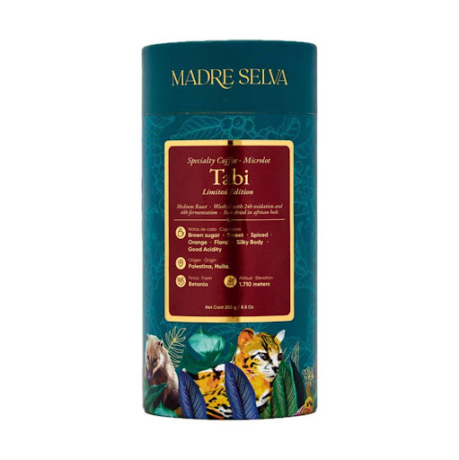 Café Tabi, Madre Selva Madre Selva Grano x 1 Un exponénte mágnífico de lo que es un café colombiano de especialidad. Esta edición especial, naciente de La Finca Betania, en Palestina, Huila, sorprende con su dulzura particular a azúcar morena, p