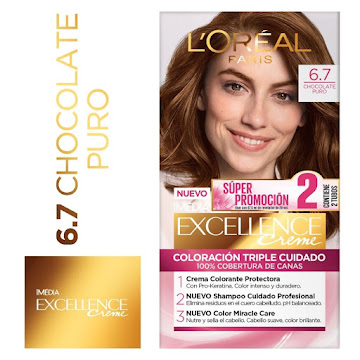 Tinte Loreal Excellence Creme 6.7 Chocolate Puro x 2 und  