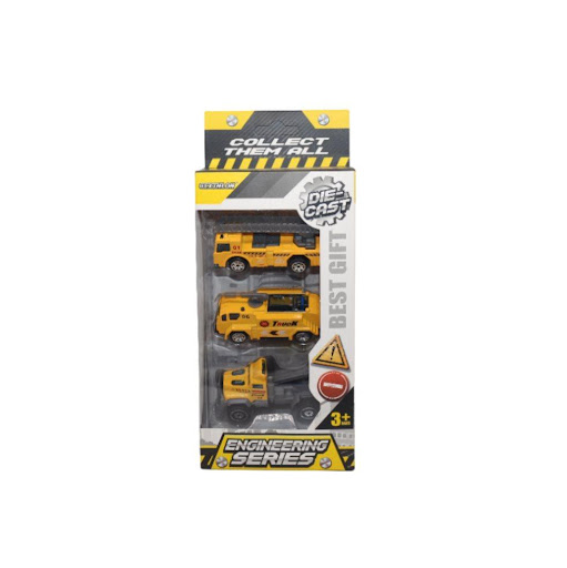 Set Carros Metalicos Construccion X 3 Caja Plasticos Asociados  x 1 Es un juguete fascinante y educativo, fabricado en materiales metálicos resistentes y seguros. Este set incluye tres carros de construcción coleccionables, ideales para recrear escenarios de construcc