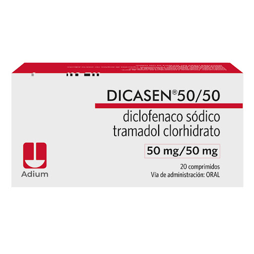 Dicasen Diclofenaco Sódico 50 mg + Tramadol 50 mg Adium Caja x 20 Comprimidos