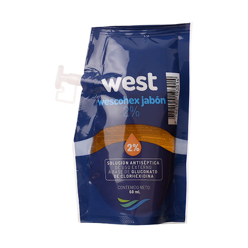 Jabón Antiséptico   Gluconato De Clorhexidina 2% West Bolsa x 60ml