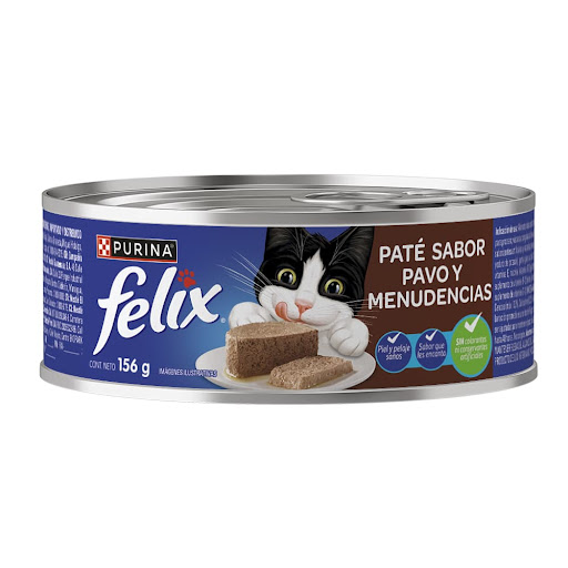 Alimento Para Mascotas Gatos Felix Pate Pavo Y Menudencias x 156 gr