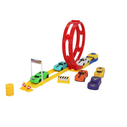 Pista Max Speed Racing Caja Plasticos Asociados  x 1 Es un juguete fascinante y educativo, fabricado en plástico resistente y seguro. Este set incluye una pista manual en espiral con lanzador y seis carros de colores, ideal para recrear escenarios de ve