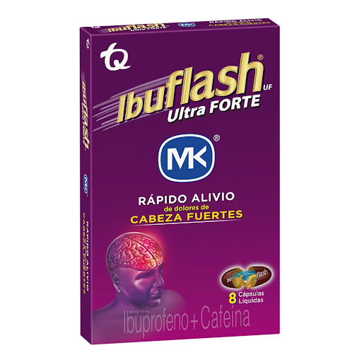 Ibuflash Ultra Forte Ibuprofeno + Cafeína 400mg/65mg Tecnoquímicas Caja x 8 Cápsulas