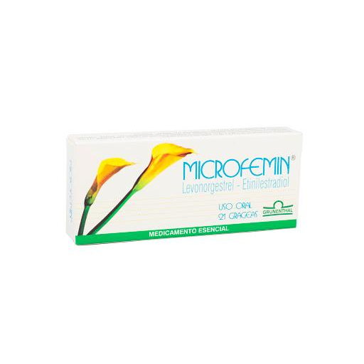 Microfemin Levonorgestrel + Etinilestradiol 0.3mg/0.15mg Grunenthal Caja x 21 Grageas