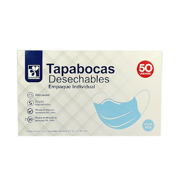 Tapabocas Farmatodo Azul Caja x 50 und  