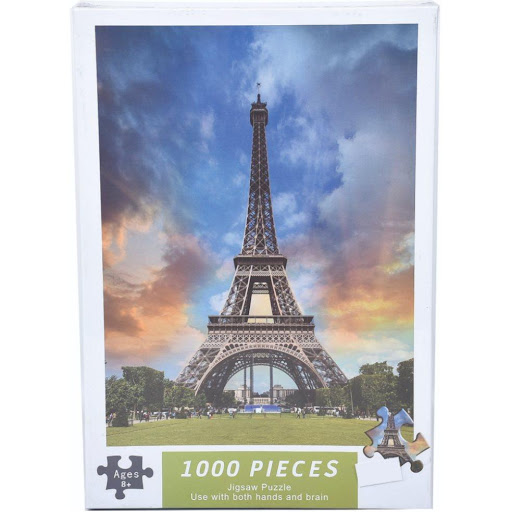Rompecabezas 1.000 Piezas Torre Eiffel Caja Plasticos Asociados  x 1 Descubre la imponente Torre Eiffel mientras te sumerges en horas de entretenimiento armando este espectacular rompecabezas, ideal para desarrollar habilidades cognitivas y emocionales.
Características