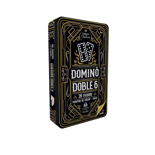 Juegos de Mesa Domino Doble 6 Lata&nbsp; Ronda Ronda Caja x 1 Se el primer jugador en colocar todas las fichas de juego o quedar con el menor puntaje en las fichas de su mano.