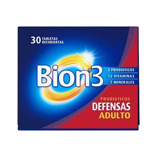 Bion3 12 Cultivo de Probióticos + Vitamina A 29.5mg/800mcg P&G Caja x 30 Tabletas