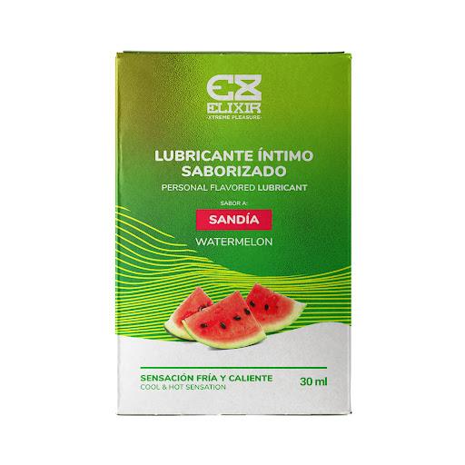 Lubricante Saborizado Sandia Elixir 30ml Elixir Caja x 30 Lubricante Saborizado Sandia Elixir 30ml: Lubricante sabor a Sandia. Sensacion fria-caliente. Compatible con preservativos