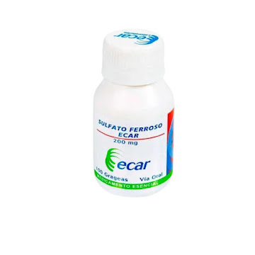 Sulfato Ferroso 200 mg Ecar Frasco x 100 Grageas  