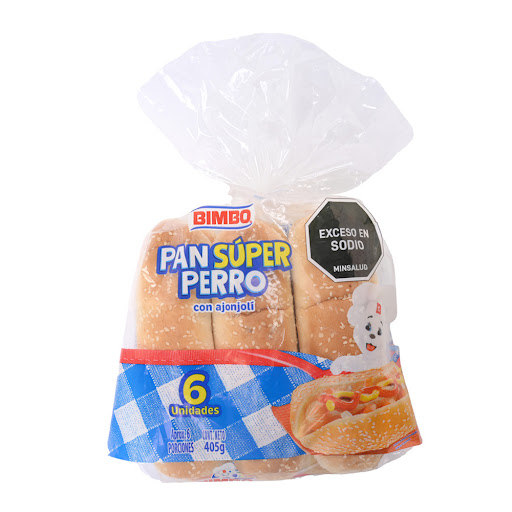 Pan Bimbo Súper Perro Ajonjolí 405 gr x 6 und