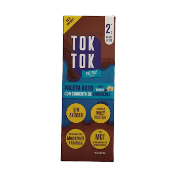 Helado Tok Tok Keto Vainilla Sin Azúcar Paleta Paquete x 83 gr   