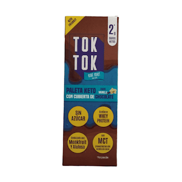 Helado Tok Tok Keto Vainilla Sin Azúcar Paleta Paquete x 83 gr   
