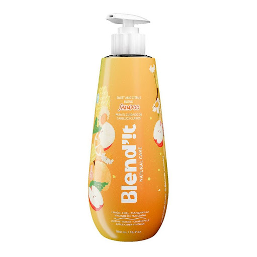 Shampoo Niños Blend´it de Manzanilla,  Sweet and Citrus Blend, resalta el color x500ml  Blend´it atural Care 1 x 500ml Shampoo natural con manzanilla, vinagre de manzana, limón y miel. Limpieza suave que realza el tono claro y deja el cabello brillante y saludable.

Contenido Neto: 500ml

Limpieza suave, brillo natura