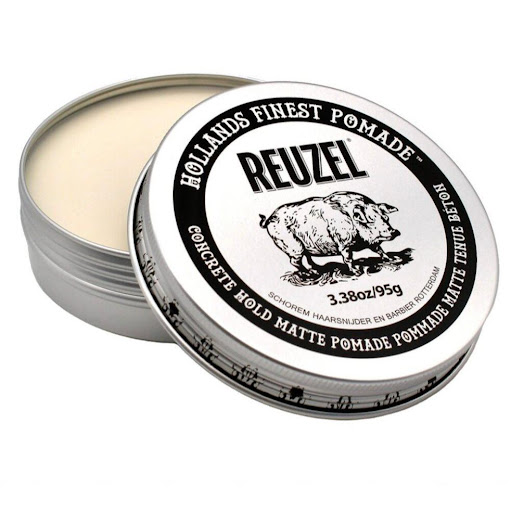 Pomada Reuzel concrete hold matte  3.38oz/95g REUZEL Envase tipo tarro con tapa rosca. Contenido neto 95 g (3.38 oz). Textura cremosa de fácil aplicación. Presentación práctica y resi x 1 Pomada de fijación fuerte con acabado mate. Define y controla el peinado sin brillo, aporta textura y duración todo el día. Ideal para cabello corto a medio y uso profesional.