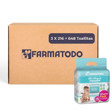 Toallitas Húmedas Farmatodo Bebé Premium 99% Agua Pack x 216 und.  Farmatodo Caja x 3 undefined