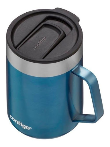 Vaso Térmico Contigo Streeterville de Acero Inoxidable Con Tapa y Asa 14oz/398ml (AZUL) Contigo Papeleta x 1 Botella vaso taza térmico los mugs Streeterville de Contigo combinan la comodidad de tener la bebida fría o caliente durante horas con un diseño sofisticado, que gracias al asa lateral y su tapa a pru