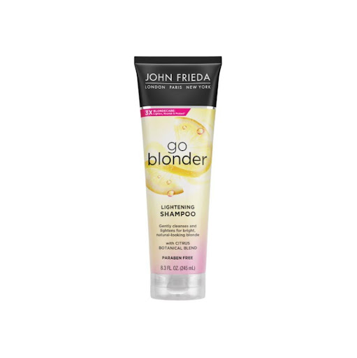 Shampoo Aclarante John Frieda Go Blonder Cabello Rubio 245 ml John Frieda Colapsible x 245 ml Para un cabello más claro y más brillante usa John Frieda Go Blonder Shampoo aclarador.
Limpia mientras ilumina gradualmente los tonos rubios naturales, teñidos o con reflejos.
Con extracto de cítrico