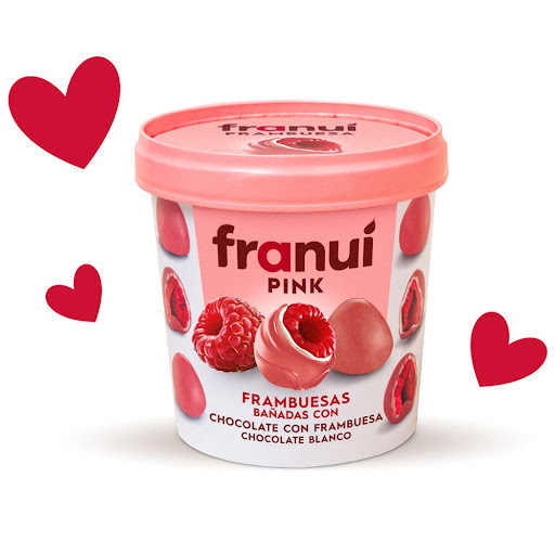 Frambuesas Franuí Pink Cubiertas De Chocolate Blanco Y Chocolate De Frambuesa Pote x 150 gr