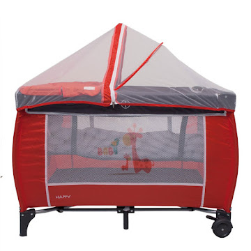 Solo Online Corral Cuna Dos Niveles   Con Cambiador Y Mosquitero  Lujo Rojo 