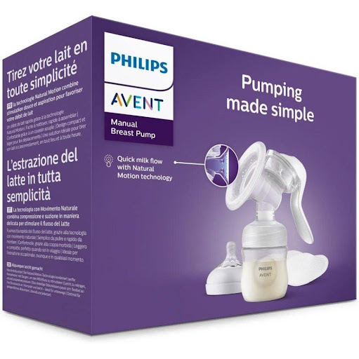Phillips Avent Extractor Manual Sencillo Natural  SCF430/10 Avent Caja x 1 El extractor de leche manual portátil Philips Avent con tecnología Natural Motion, está inspirado en la succión del bebé para permitir un flujo rápido. Se adapta a todos los pezones y puede ajustar fá