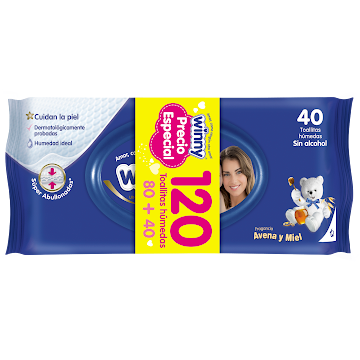 //Toallitas húmedas Winny Avena y Miel Paq X 80+40 Precio Especial  