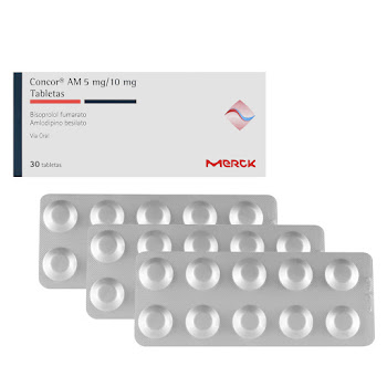 CONCOR AM 5/10MG TAB. CAJA X30TAB. MERCK BISOPROLOL AMLODIPINO BESILAT  