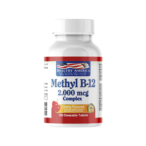 Methyl B12 Methylcobalamin 2.000 mcg Healthy America Sabor Cereza Frasco x 100 Capsulas