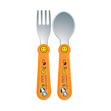 Solo Online Cubiertos Peanuts   Tenedor Y Cuchara De Acerocolor Naranja X 1 Unidad 