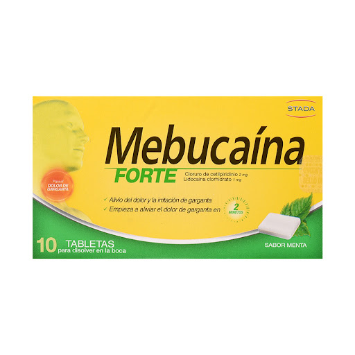 Mebucaína Forte Cetilpiridinio + Lidocaina Clorhidrato 2mg/1mg Gsk Caja x 10 Tabletas